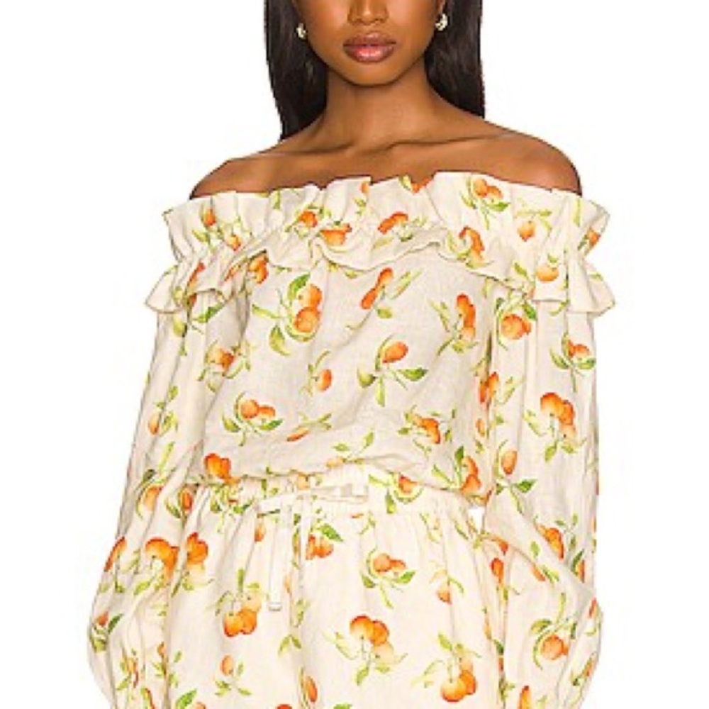 Cami NYC Cream Ruffled Relaxed Blouse